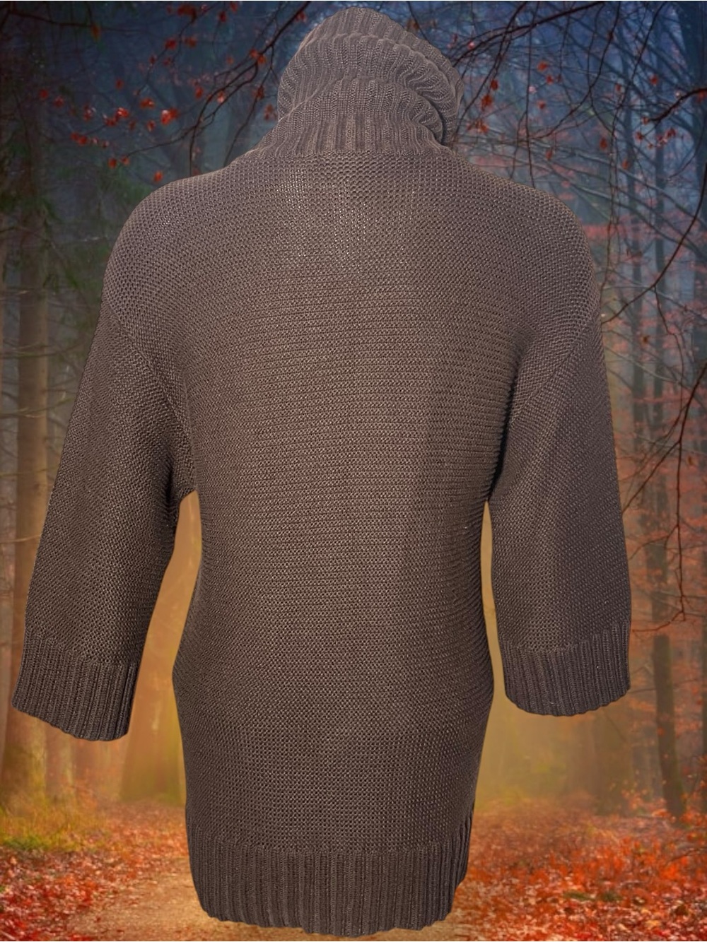 Lauren Ralph Lauren Chocolate Brown Cowl Neck Button Front Cardigan Sweater Sm - Picture 9 of 13